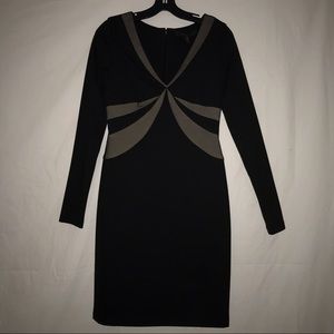 Long sleeve bodycon dress with contrast detail